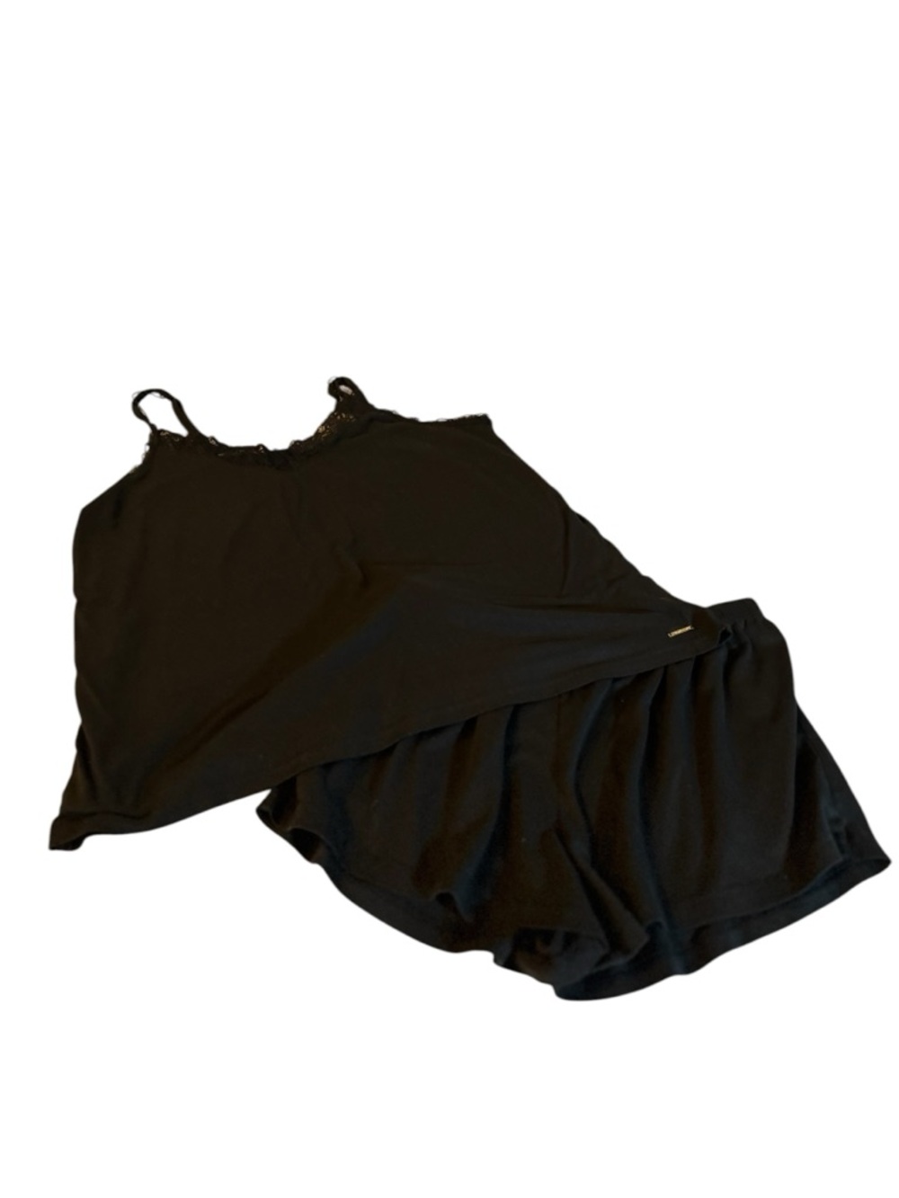 Women's Black Lace-Trim Sleep Shorts Set